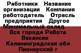 Работники › Название организации ­ Компания-работодатель › Отрасль предприятия ­ Другое › Минимальный оклад ­ 1 - Все города Работа » Вакансии   . Калининградская обл.,Пионерский г.